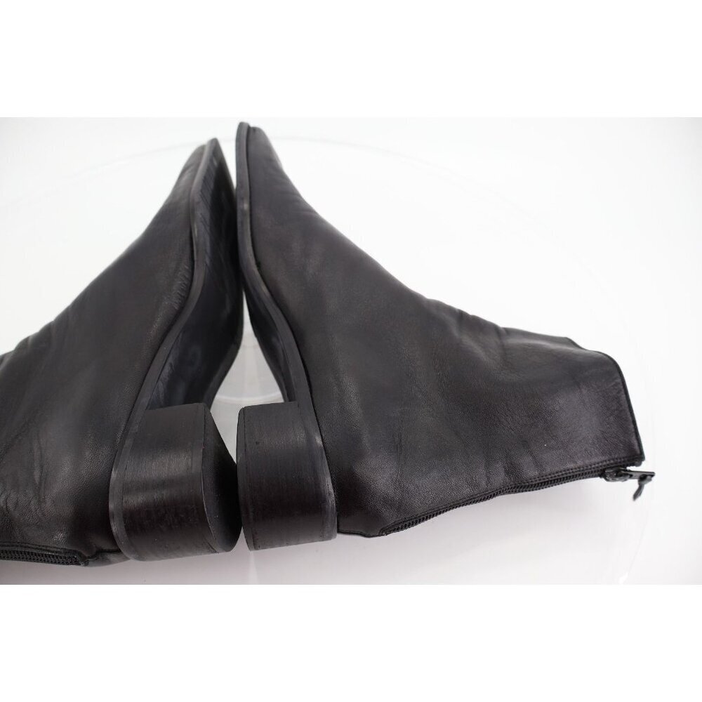 Stuart Weitzman Women Boot SZ 9.5 N Black Leather Square Toe Block Heel 90s Y2K - Picture 11 of 14